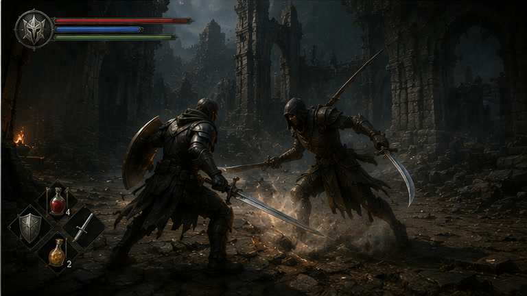 Ashes of Elysium melee combat exchange
